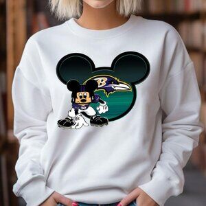 NFL Ravens Mickey Mouse Sweatshirt Disney Football Crewneck Vintage Baltimore 05